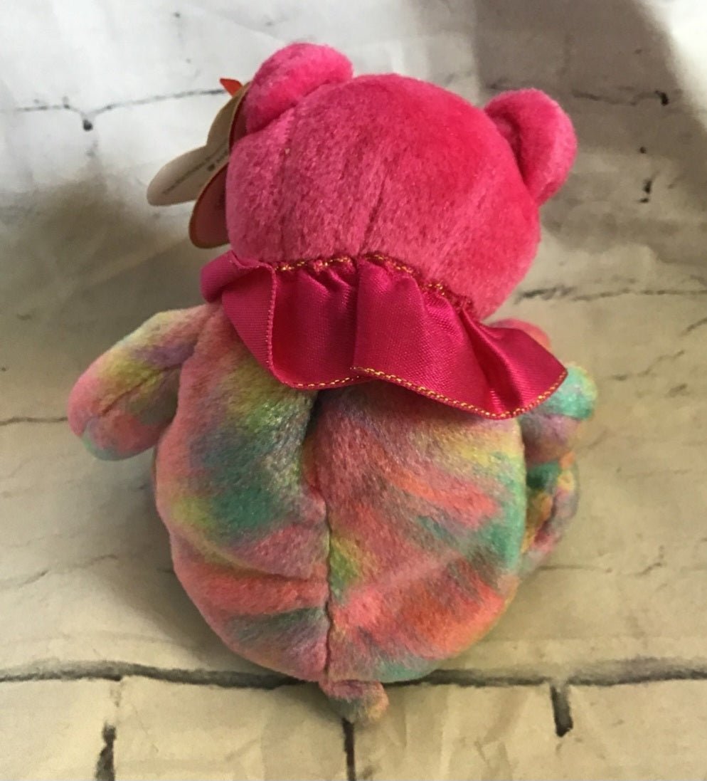 Ty January Birthday Bear Beanie Baby! This vibrant bear features rainbow tie - dye - I Bought a Yard Sale