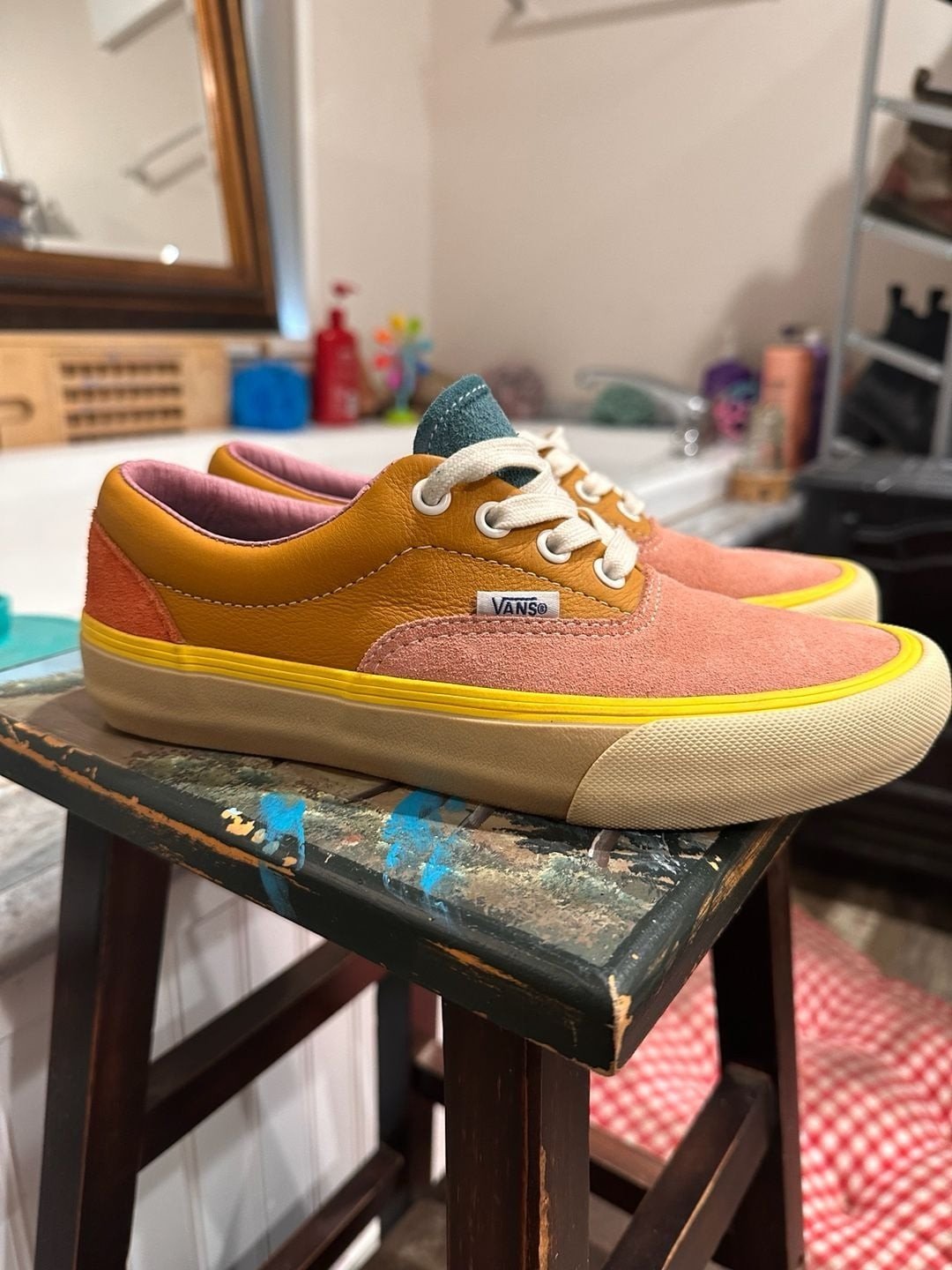 Vans Vault Era VLT LX Suede and Leather Colorblock Sneakers - Rose/Orange/Blue - I Bought a Yard Sale