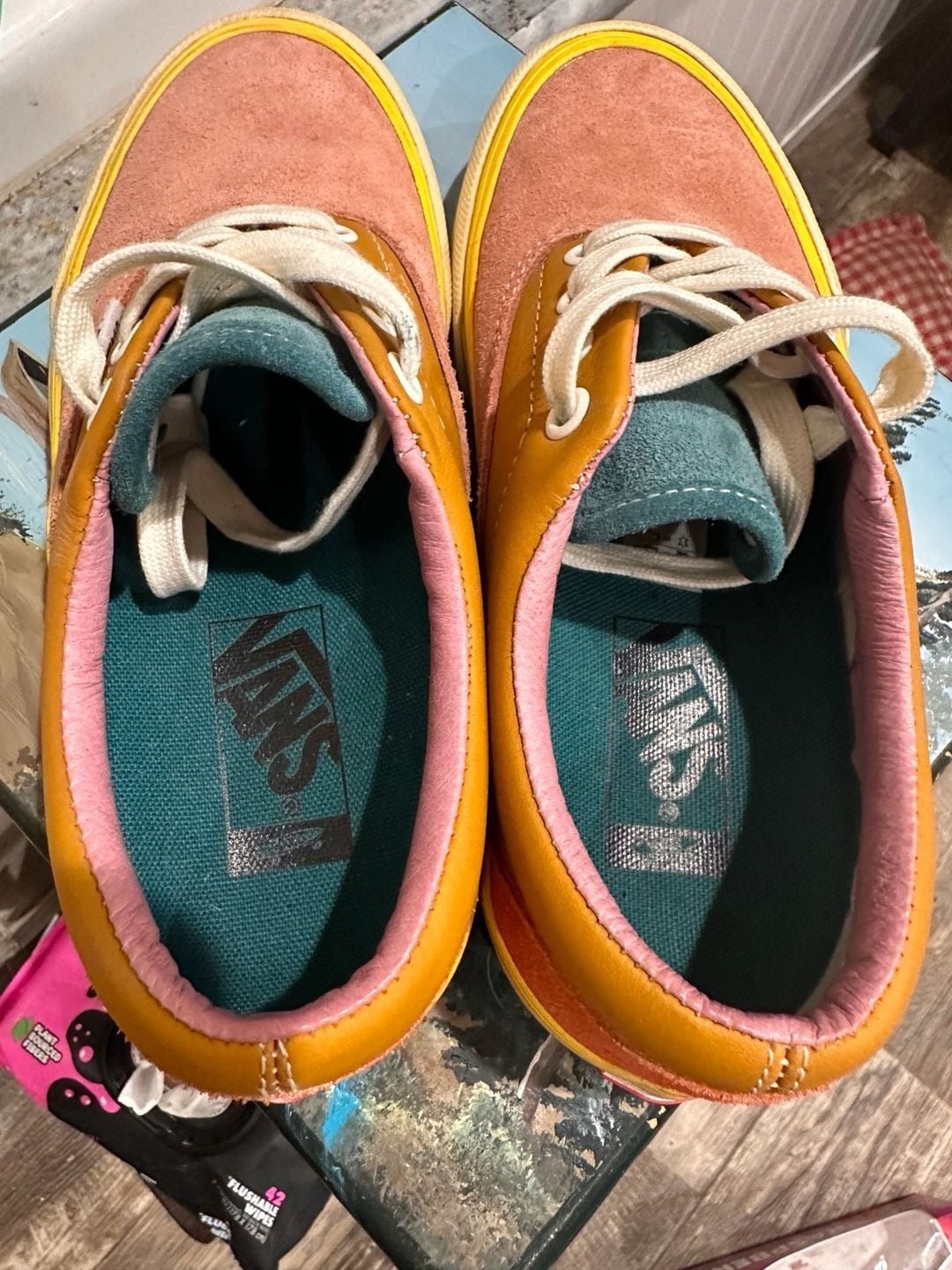 Vans Vault Era VLT LX Suede and Leather Colorblock Sneakers - Rose/Orange/Blue - I Bought a Yard Sale
