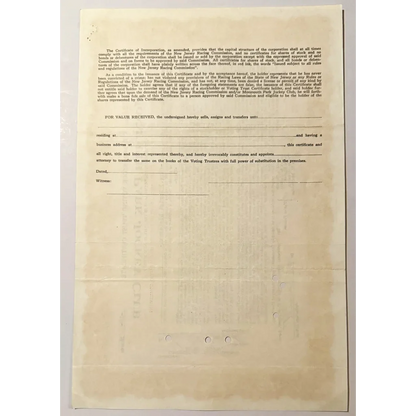 Vintage 1940s–1950s Monmouth Park Jockey Club Stock Certificate 🏇 Postwar Jersey Shore Horse Racing