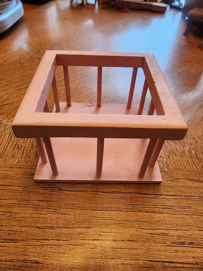 Vintage 1950's Dollhouse Miniature Mini Baby Doll Wood Playpen aprox 3"x3" - I Bought a Yard Sale