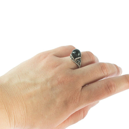 Vintage 1970's Pearl Bead Ring Antiqued 18k Gold Electroplated Made in USA by PVD Vintage Jewelry - I Bought a Yard Sale