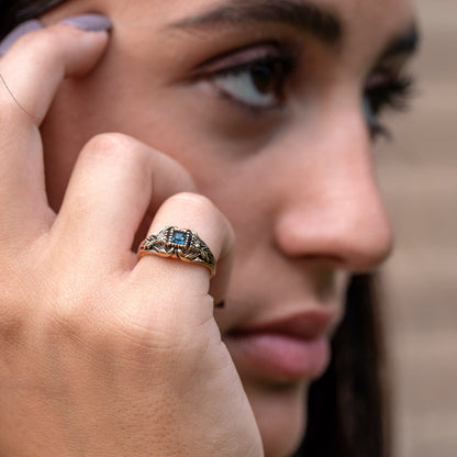 Vintage 1980's Ring Austrian Crystal 18k Antique YellwoWhite Gold Electroplated Made in the USA by PVD Vintage Jewelry - I Bought a Yard Sale