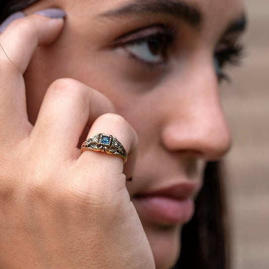 Vintage 1980's Ring Austrian Crystal 18k Antique YellwoWhite Gold Electroplated Made in the USA by PVD Vintage Jewelry - I Bought a Yard Sale