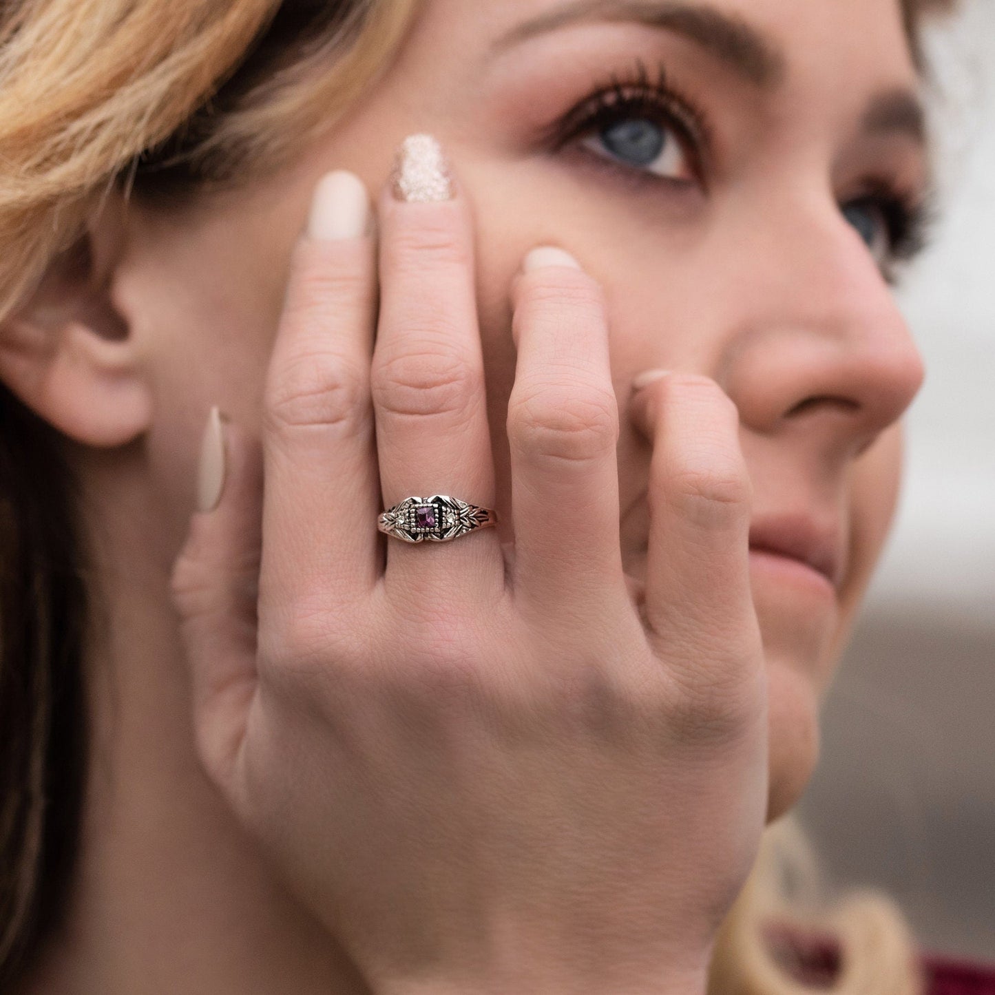 Vintage 1980's Ring Austrian Crystal 18k Antique YellwoWhite Gold Electroplated Made in the USA by PVD Vintage Jewelry - I Bought a Yard Sale