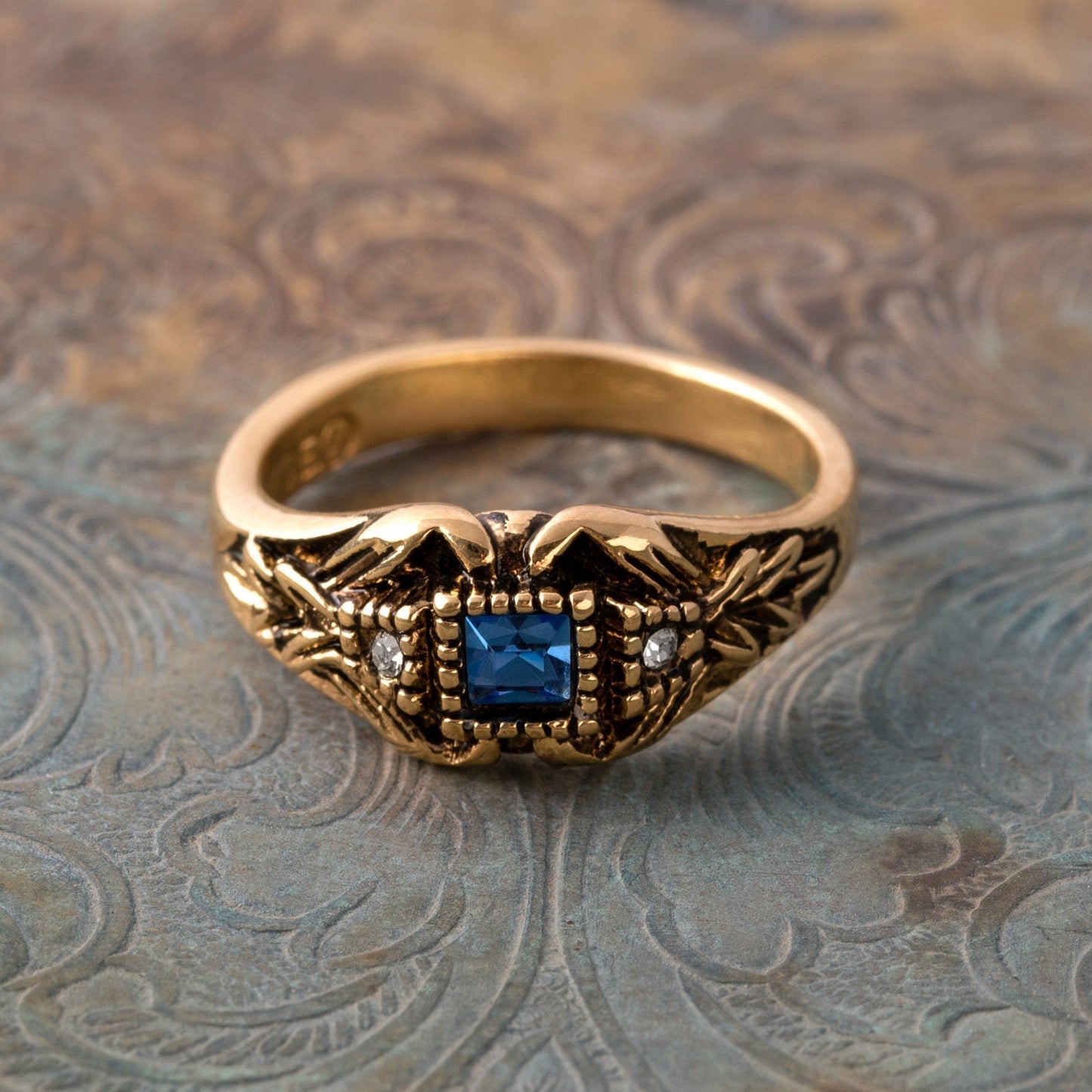 Vintage 1980's Ring Austrian Crystal 18k Antique YellwoWhite Gold Electroplated Made in the USA by PVD Vintage Jewelry - I Bought a Yard Sale