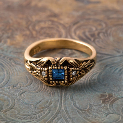 Vintage 1980's Ring Austrian Crystal 18k Antique YellwoWhite Gold Electroplated Made in the USA by PVD Vintage Jewelry - I Bought a Yard Sale