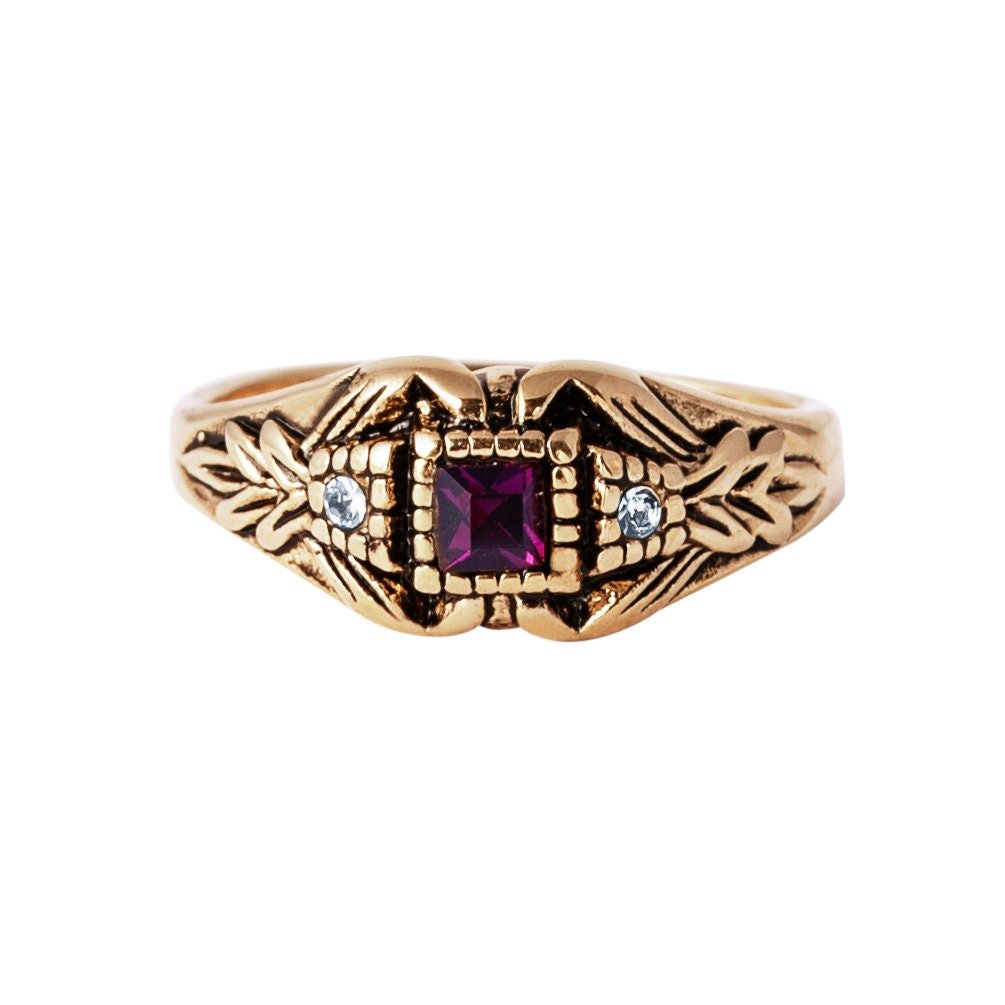 Vintage 1980's Ring Austrian Crystal 18k Antique YellwoWhite Gold Electroplated Made in the USA by PVD Vintage Jewelry - I Bought a Yard Sale