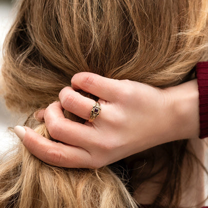 Vintage 1980's Ring Austrian Crystal 18k Antique YellwoWhite Gold Electroplated Made in the USA by PVD Vintage Jewelry - I Bought a Yard Sale