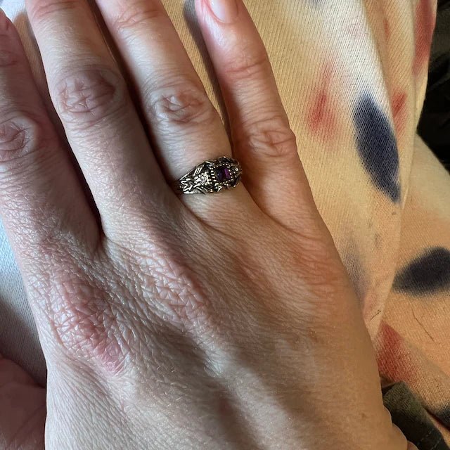 Vintage 1980's Ring Austrian Crystal 18k Antique YellwoWhite Gold Electroplated Made in the USA by PVD Vintage Jewelry - I Bought a Yard Sale