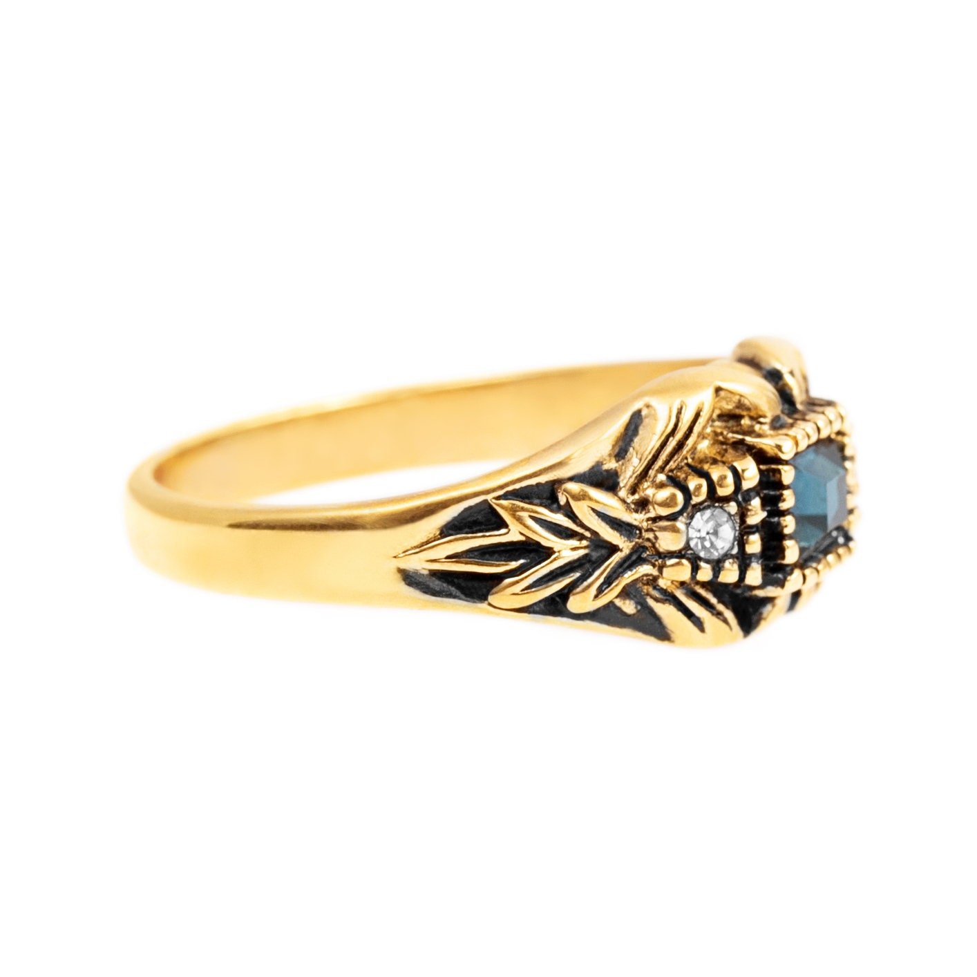 Vintage 1980's Ring Austrian Crystal 18k Antique YellwoWhite Gold Electroplated Made in the USA by PVD Vintage Jewelry - I Bought a Yard Sale