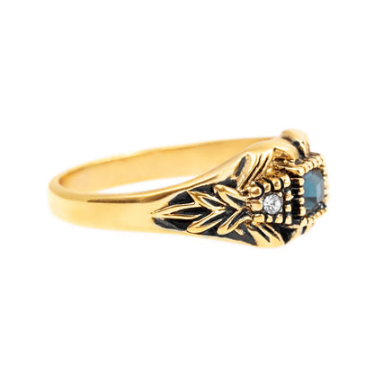 Vintage 1980's Ring Austrian Crystal 18k Antique YellwoWhite Gold Electroplated Made in the USA by PVD Vintage Jewelry - I Bought a Yard Sale