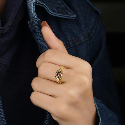 Vintage 1980's Ring Austrian Crystal 18k Antique YellwoWhite Gold Electroplated Made in the USA by PVD Vintage Jewelry - I Bought a Yard Sale