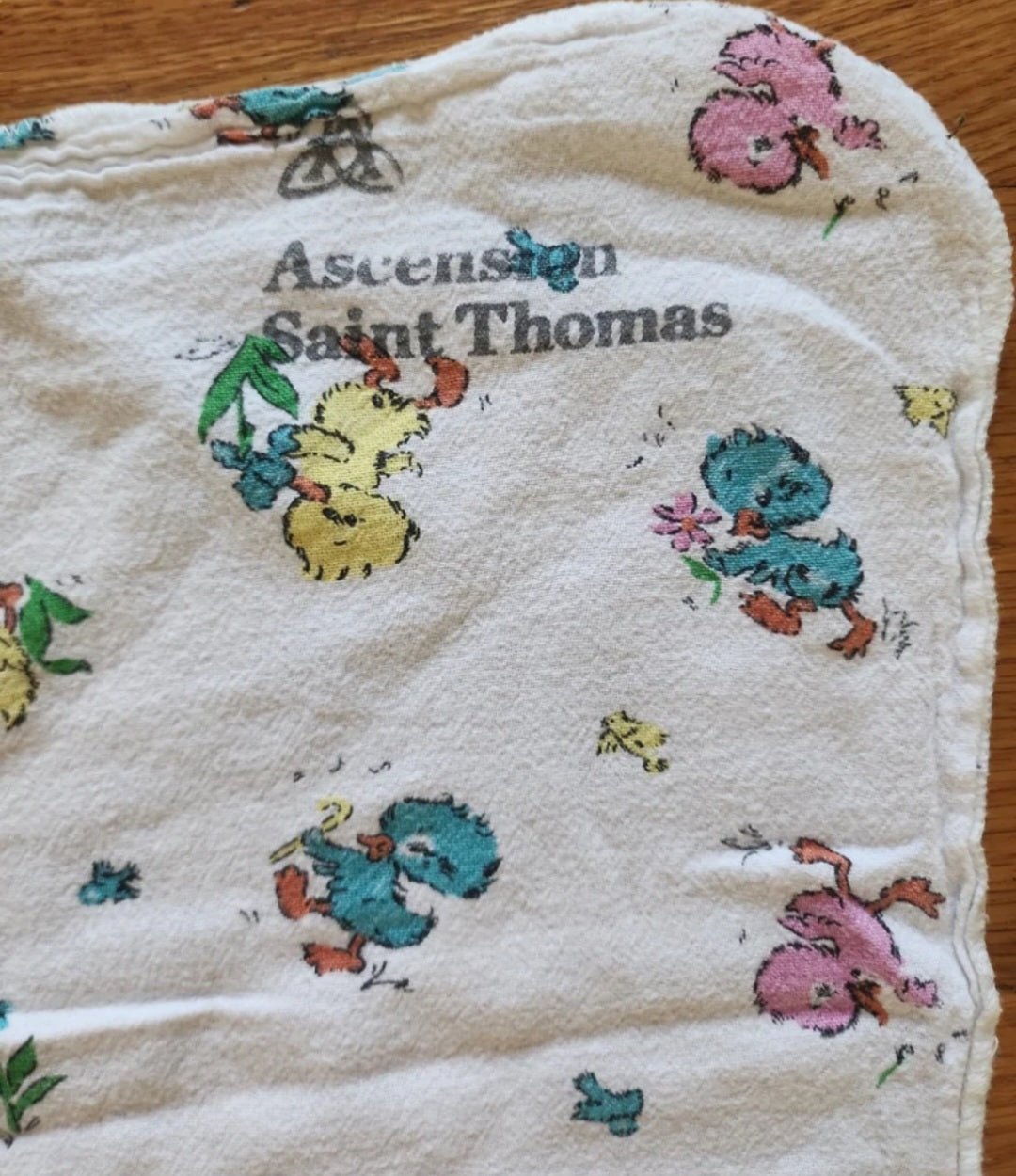 Vintage 1990s Ducks Baby Receiving Blanket 32.5 x 32.5" St. Thomas Hospital - I Bought a Yard Sale