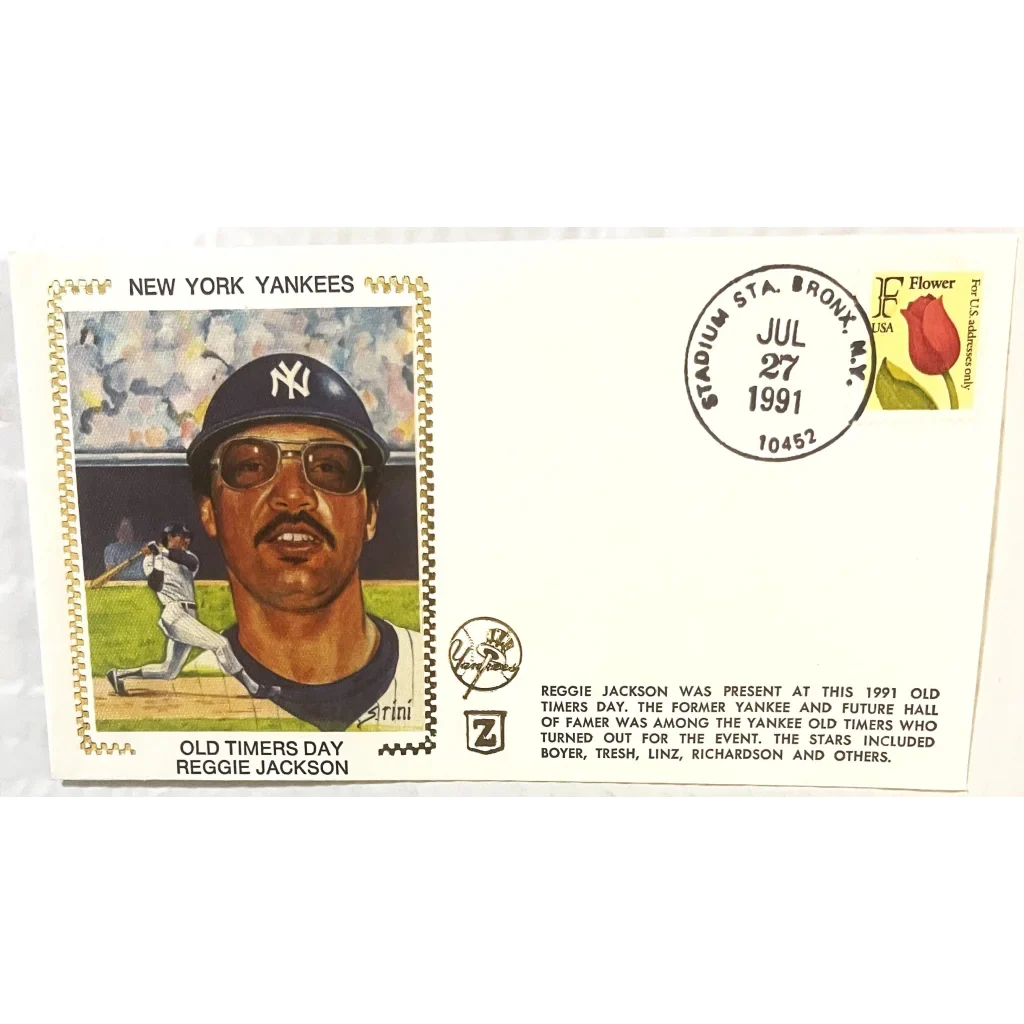 Vintage 1991 Reggie Jackson Gold Embossed Yankees Collectible Envelope