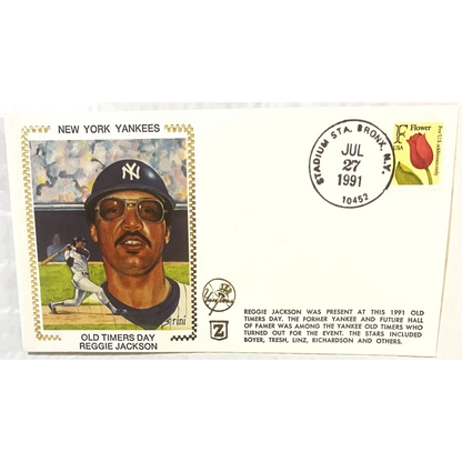 Vintage 1991 Reggie Jackson Gold Embossed Yankees Collectible Envelope