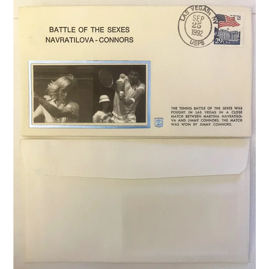 Vintage 1992 Battle of the Sexes Embossed Stamped Envelope | Navratilova vs Connors