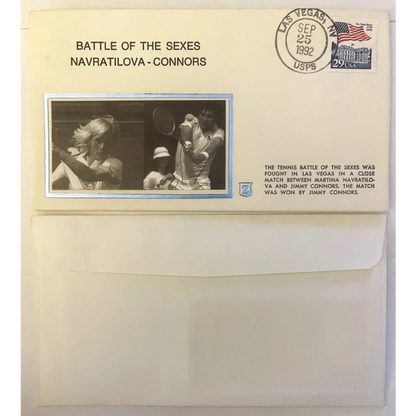 Vintage 1992 Battle of the Sexes Embossed Stamped Envelope | Navratilova vs Connors