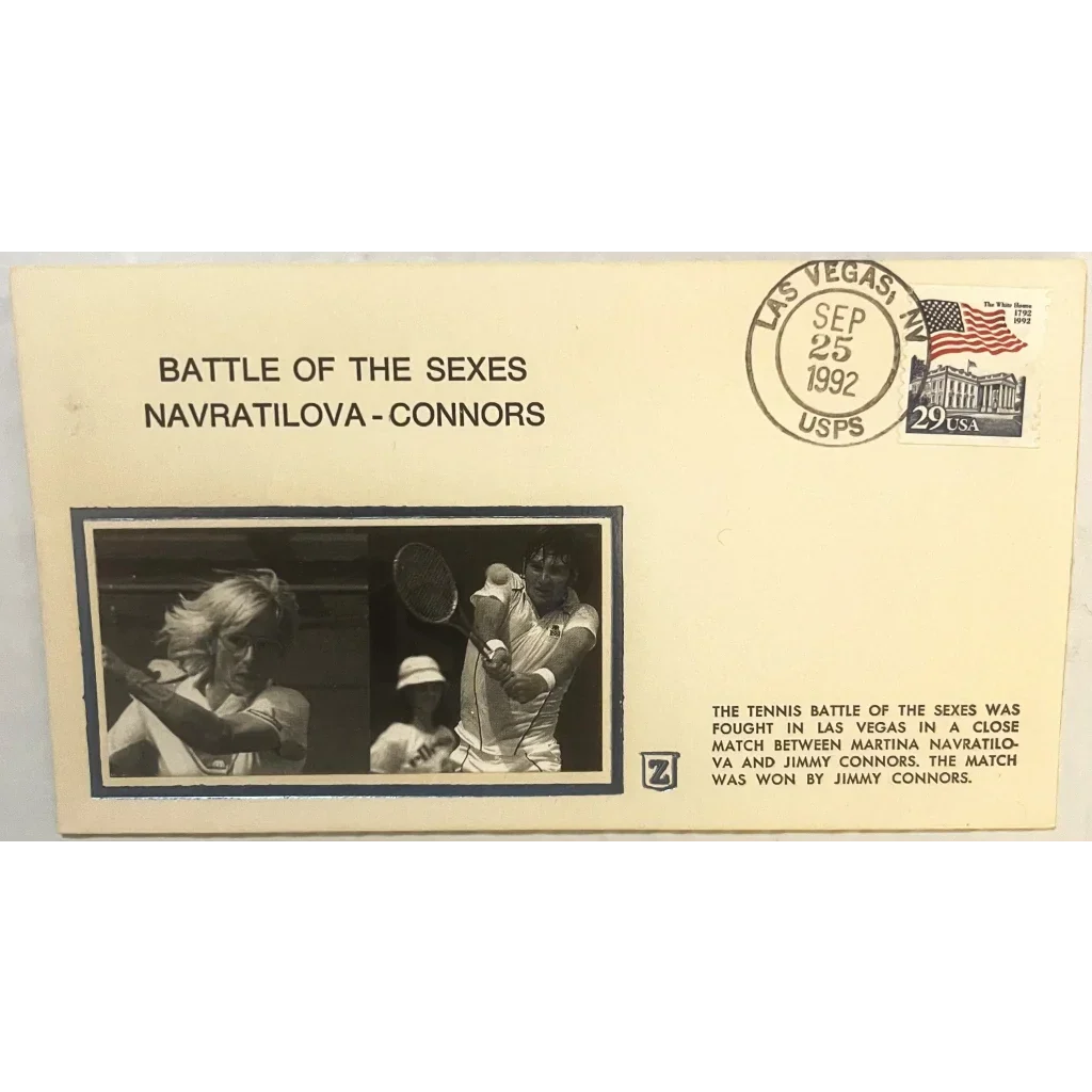 Vintage 1992 Battle of the Sexes Embossed Stamped Envelope | Navratilova vs Connors