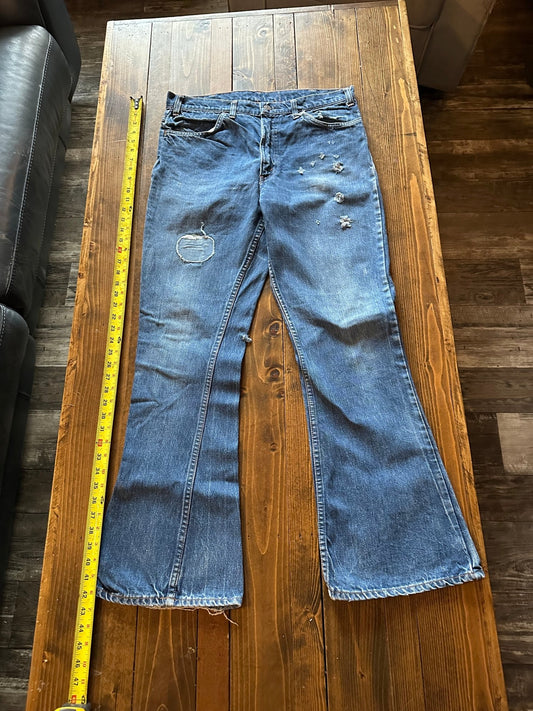 Vintage 70s Levi's Big E Orange Tab 646 684 Bell Bottoms Denim Jeans - I Bought a Yard Sale