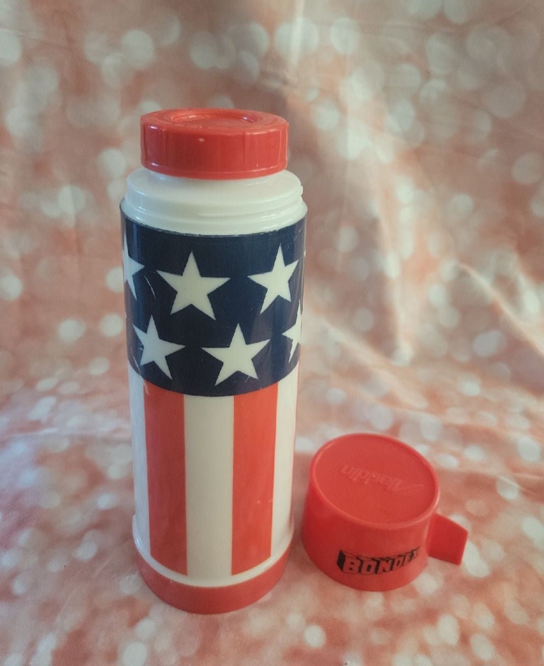 Vintage Aladdin American Flag Bondex Thermos - I Bought a Yard Sale