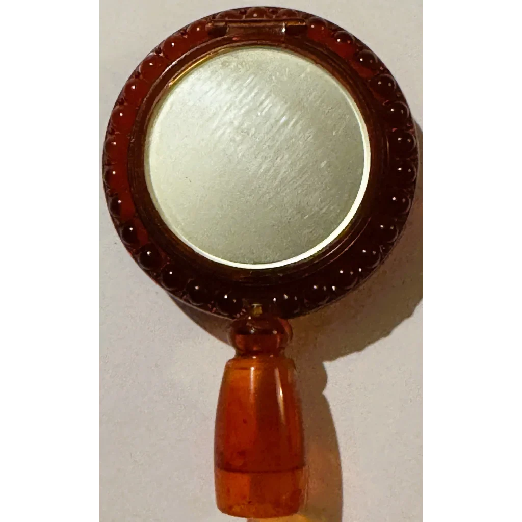 Vintage 1940s-1950s Trio-Ette Red Plastic Vanity Compact 🌹 Molded Rose Double Mirror Case