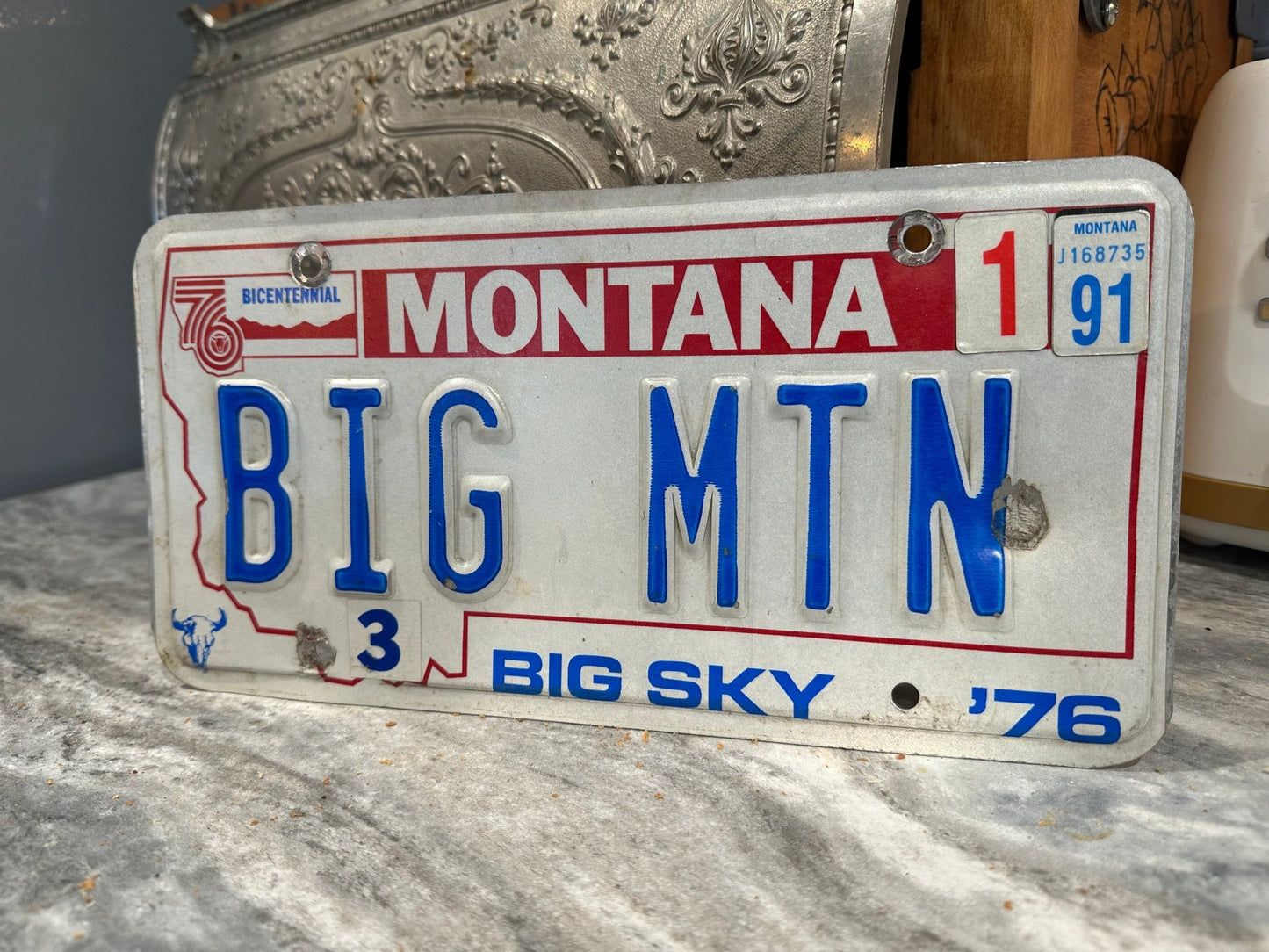 Vintage Big Mountain Bicentennial Vanity Plate - I Bought a Yard Sale