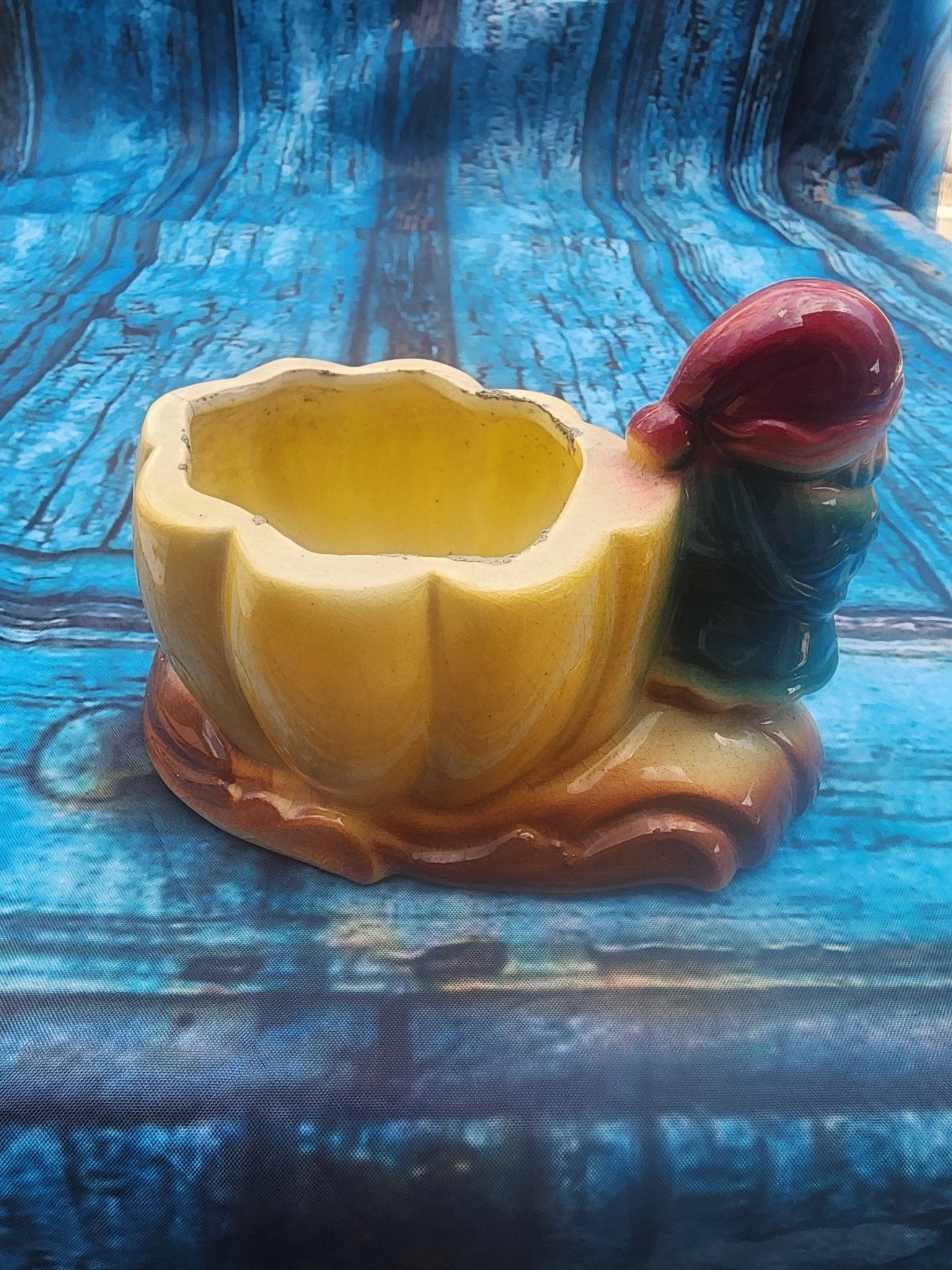 Vintage Ceramic Planter Fall gnome Pumpkin 1950s - I Bought a Yard Sale