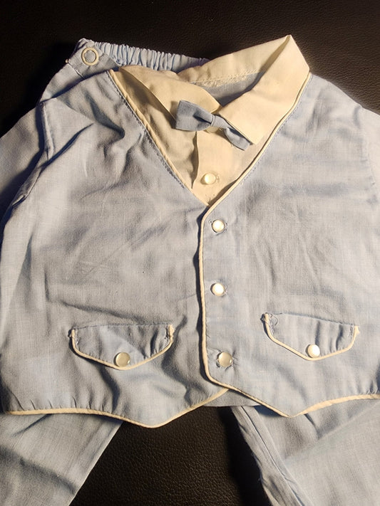 Vintage Classic Blue Newborn Outfit with Vest and Bow Tie - I Bought a Yard Sale
