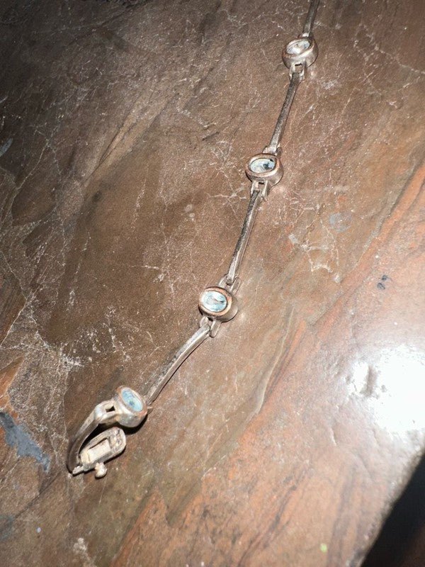 Vintage Dee Berkley 925 Sterling Silver and Blue Topaz Bar Link Bracel - I Bought a Yard Sale