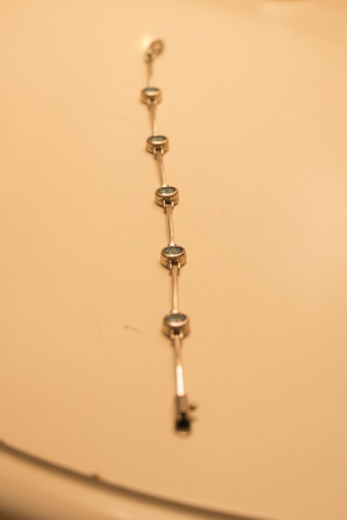 Vintage Dee Berkley 925 Sterling Silver and Blue Topaz Bar Link Bracel - I Bought a Yard Sale