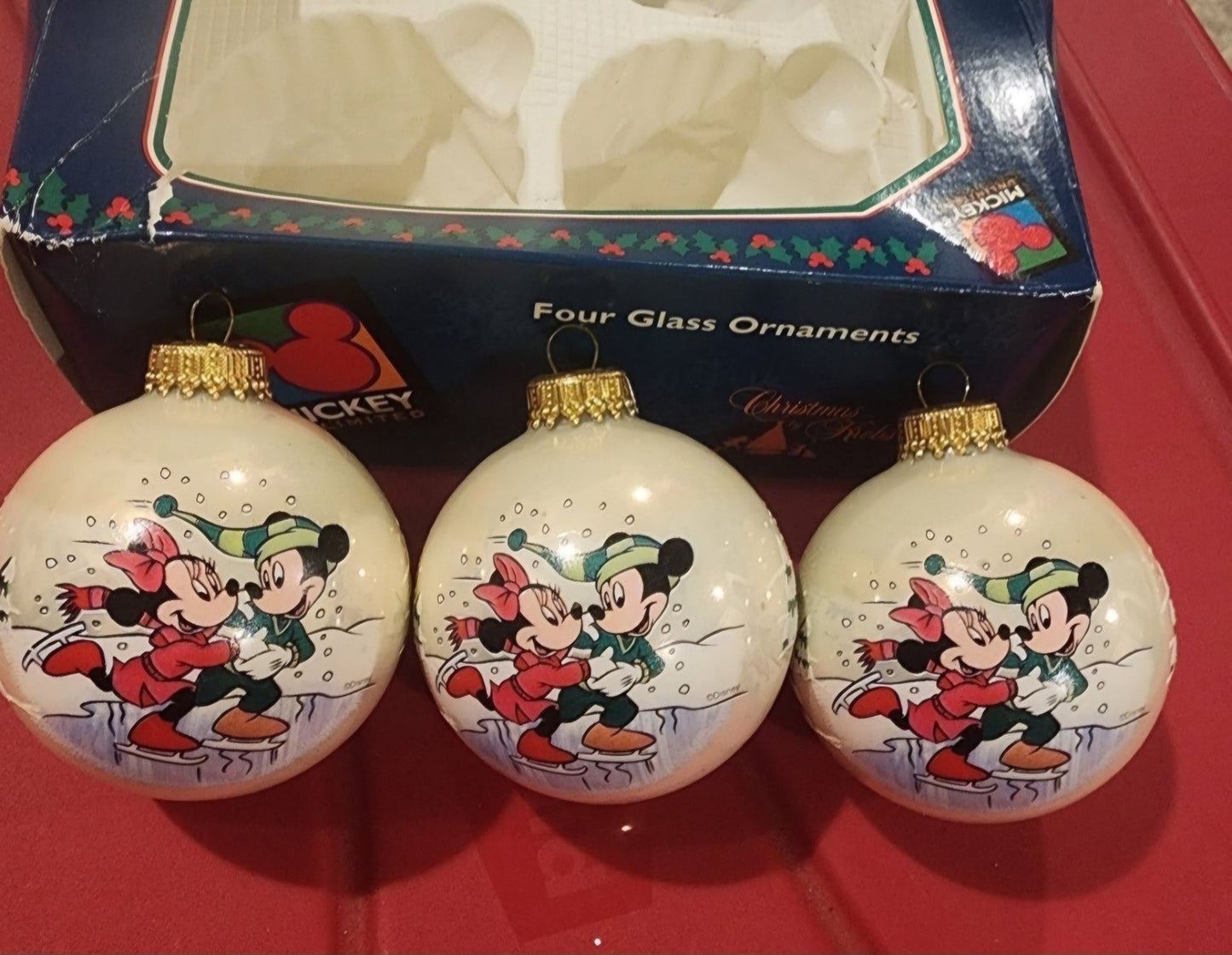Vintage Disney Mickey & Minnie Mouse Ice Skating Christmas Ornaments (Set of 3) - I Bought a Yard Sale