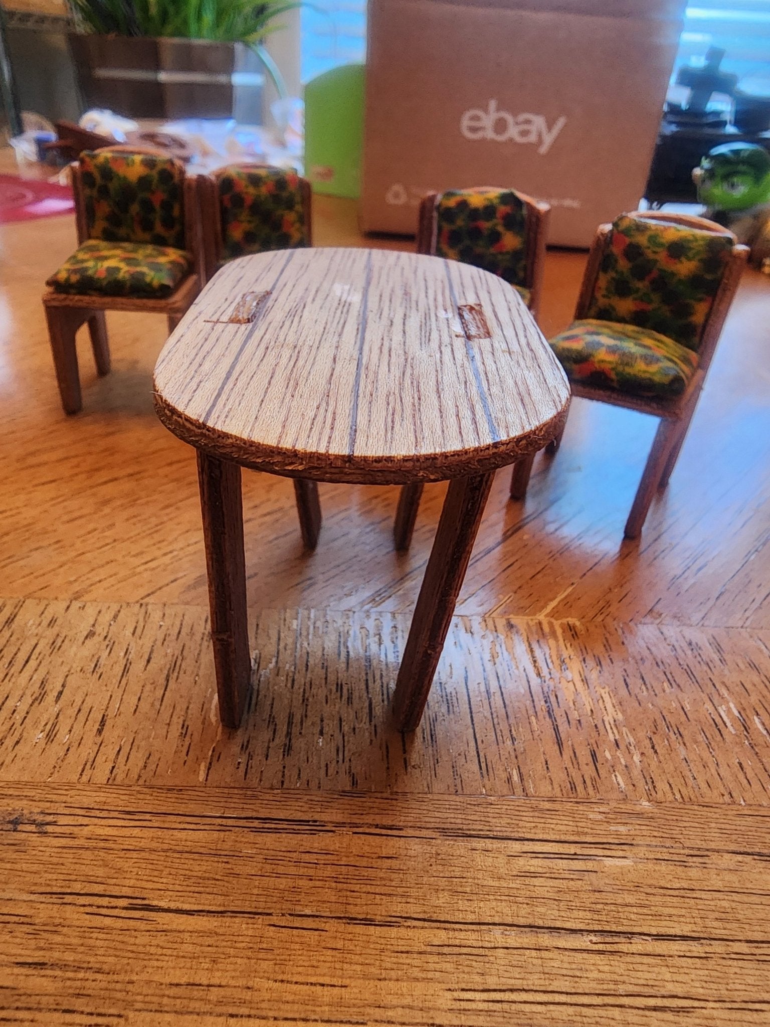 Vintage Doll House minature Dining Table and 4 chairs - I Bought a Yard Sale