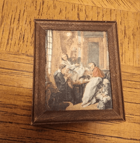 Vintage Dollhouse picture with wood frame. - I Bought a Yard Sale