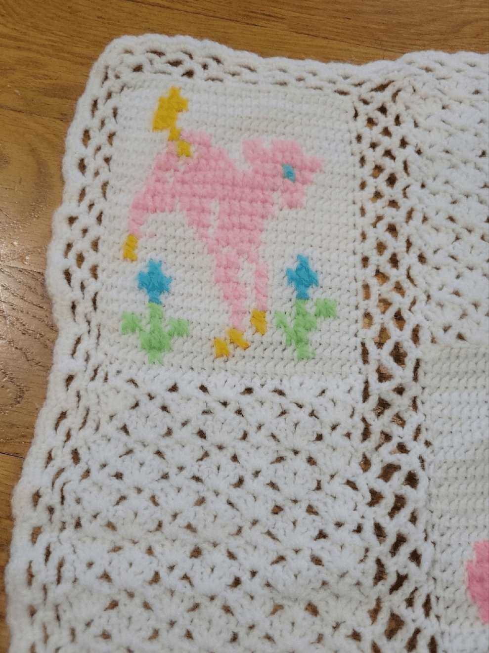 Vintage Easter Baby Crochet Quilt with animals rabbits ducks - I Bought a Yard Sale