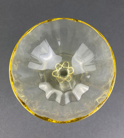 Vintage Fostoria Crystal Topaz Champagne Glasses. Light Yellow Depression Glass Low Sherbet Stemware. Gold Footed Glasses. Set of Six. - I Bought a Yard Sale
