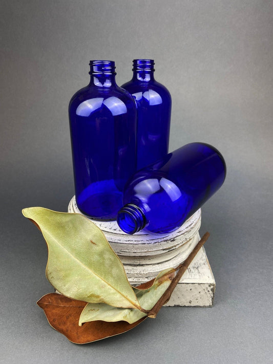 Vintage Glass Apothecary Bottles with Stoppers. Cobalt Blue Collectible For Home, Cafe or Store Display. - I Bought a Yard Sale