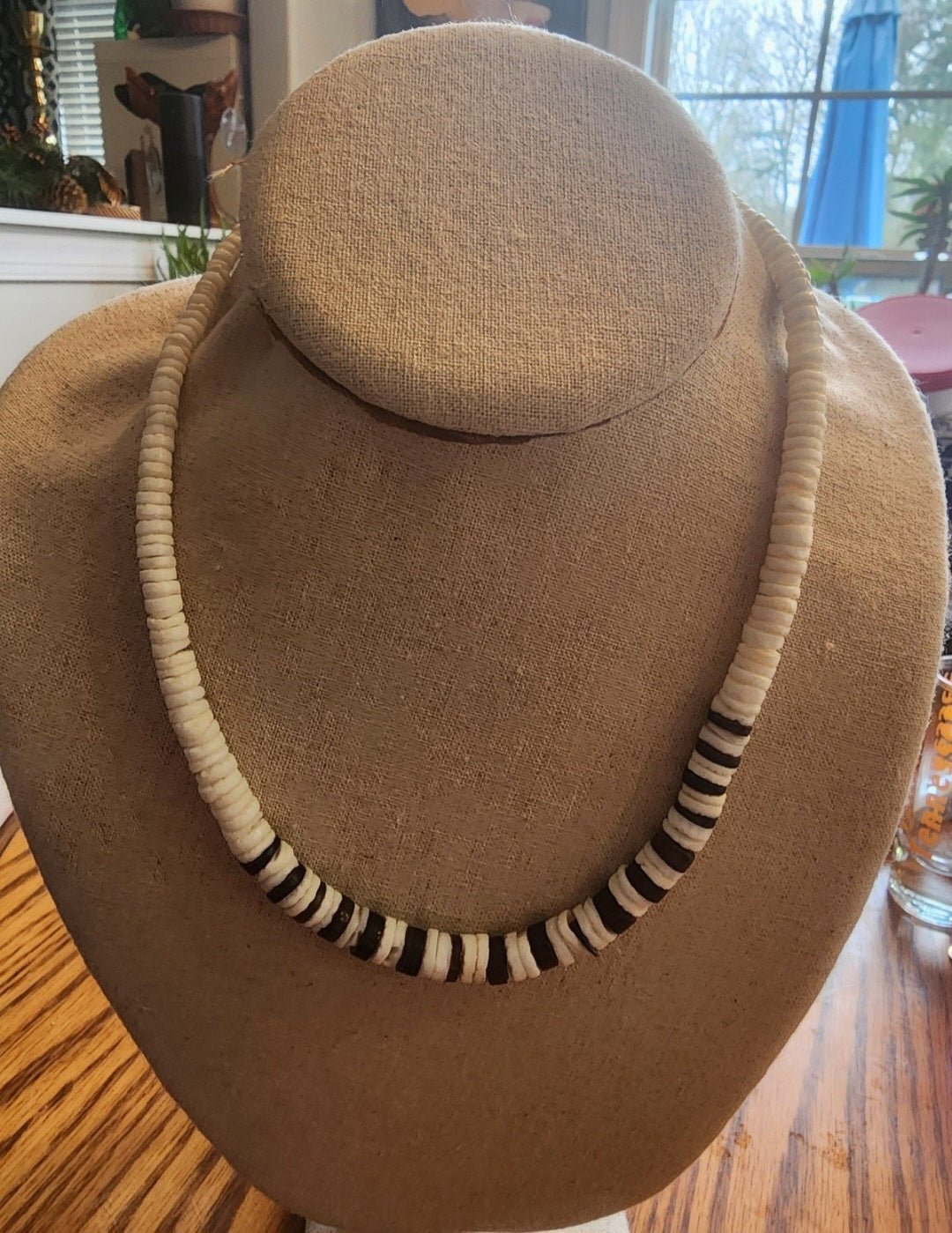 Vintage Hawaiian White & Black Puka Shell Choker 17 inches - I Bought a Yard Sale