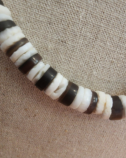 Vintage Hawaiian White & Black Puka Shell Choker 17 inches - I Bought a Yard Sale