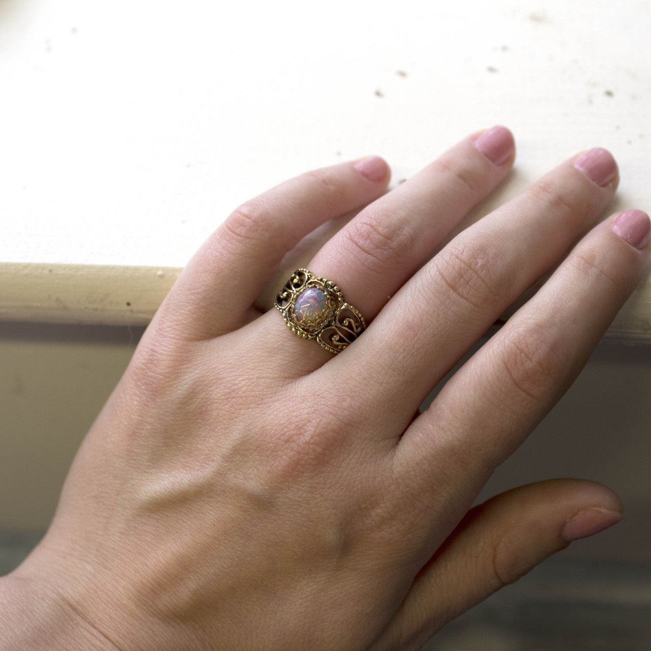 Vintage Jewelry Genuine Jade Ring Antiqued 18kt Yellow Gold Electroplated Made in the USA by PVD Vintage Jewelry - I Bought a Yard Sale