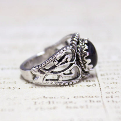 Vintage Jewelry Genuine Jade Ring Antiqued 18kt Yellow Gold Electroplated Made in the USA by PVD Vintage Jewelry - I Bought a Yard Sale