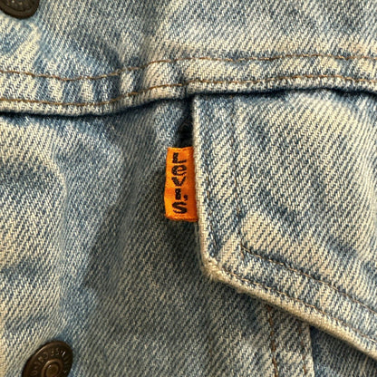 Vintage Levi's Sherpa Lined Denim Trucker Jacket - Light Wash Orange Tab - I Bought a Yard Sale