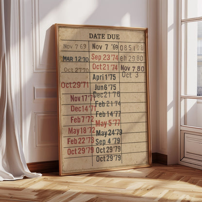 Vintage Library Date Due Card – Retro Paper Texture Wall Art - I Bought a Yard Sale
