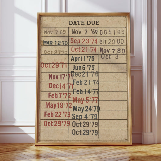 Vintage Library Date Due Card – Retro Paper Texture Wall Art - I Bought a Yard Sale