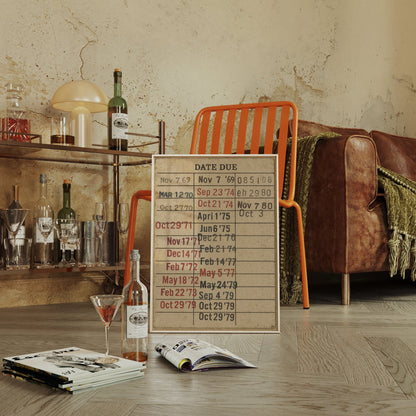 Vintage Library Date Due Card – Retro Paper Texture Wall Art - I Bought a Yard Sale