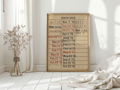 Vintage Library Date Due Card – Retro Paper Texture Wall Art - I Bought a Yard Sale