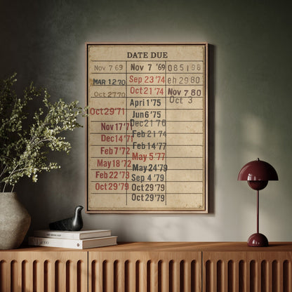Vintage Library Date Due Card – Retro Paper Texture Wall Art - I Bought a Yard Sale