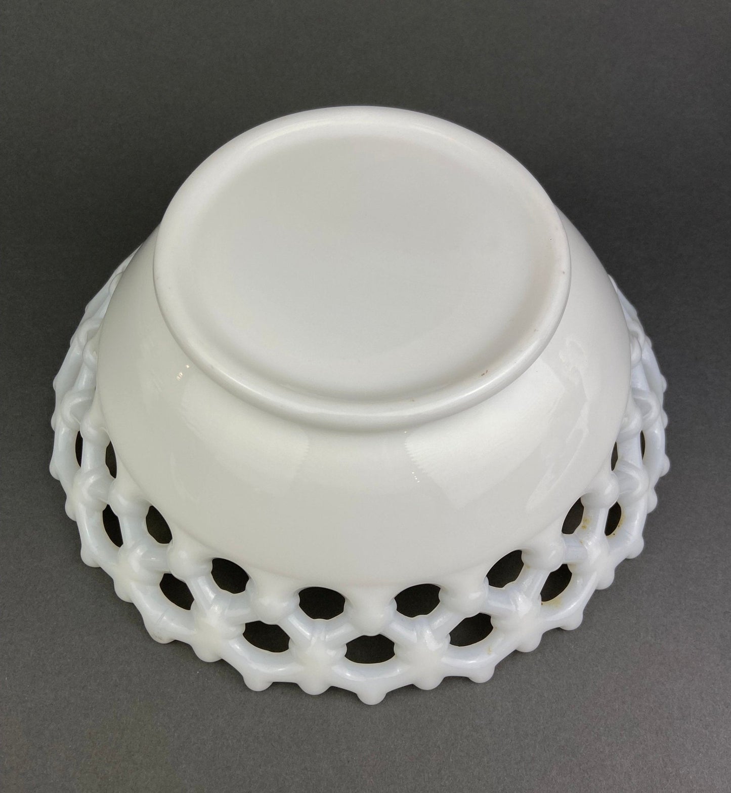 Vintage Milk Glass Bowl. Serving Dish with Reticulated Rim. Open Lace White Table Centerpiece. Collectibles. Replacements. - I Bought a Yard Sale