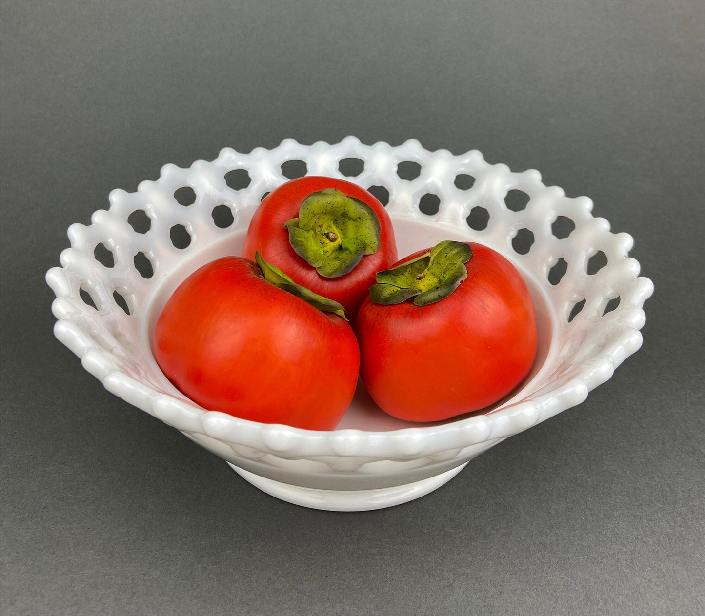 Vintage Milk Glass Bowl. Serving Dish with Reticulated Rim. Open Lace White Table Centerpiece. Collectibles. Replacements. - I Bought a Yard Sale