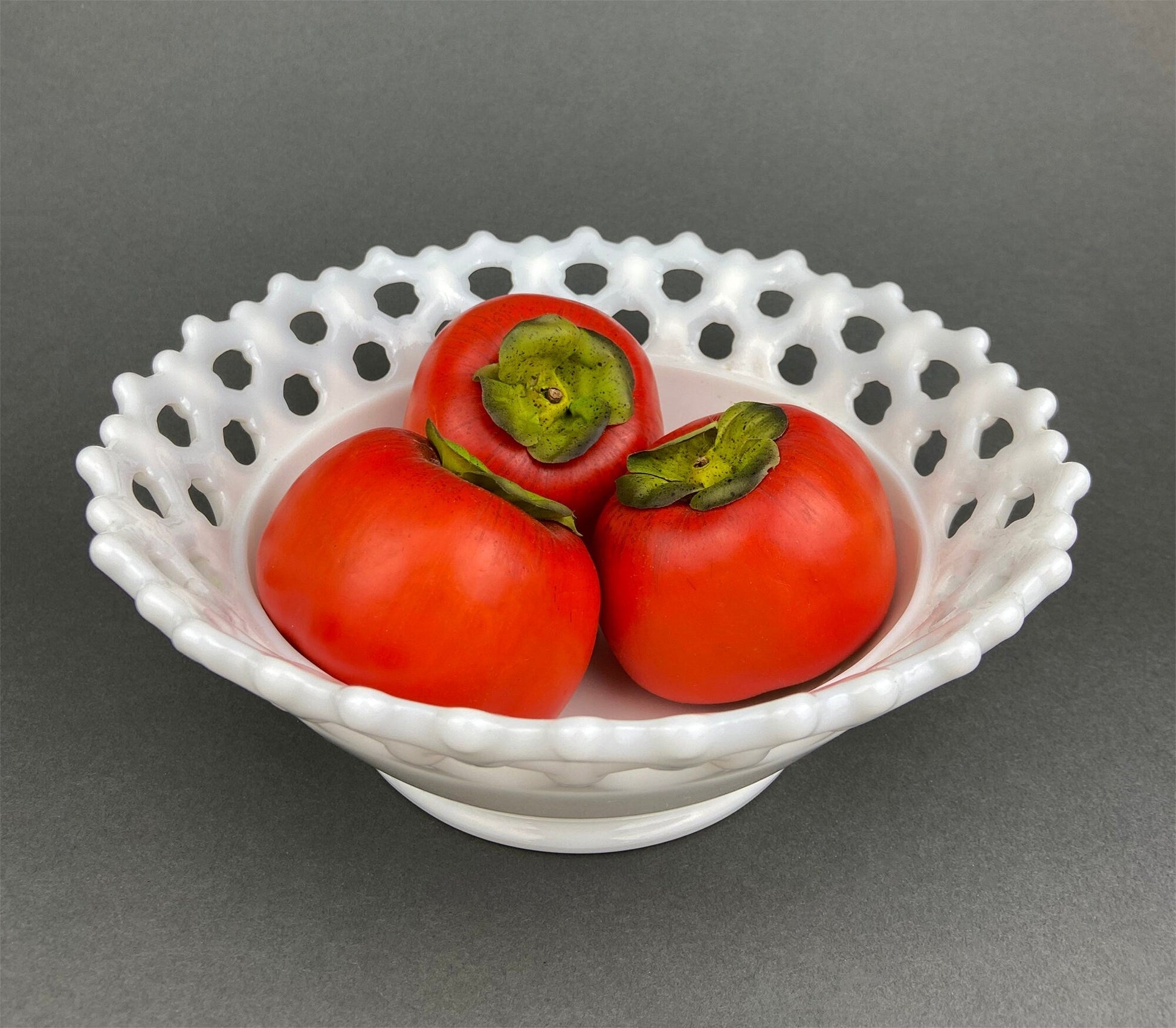 Vintage Milk Glass Bowl. Serving Dish with Reticulated Rim. Open Lace White Table Centerpiece. Collectibles. Replacements. - I Bought a Yard Sale